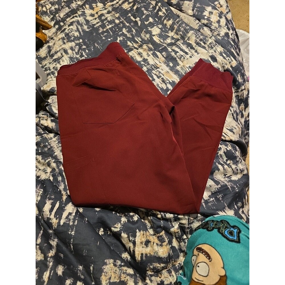 Petite Small Mandala Scrub Bottom Joggers Burgundy